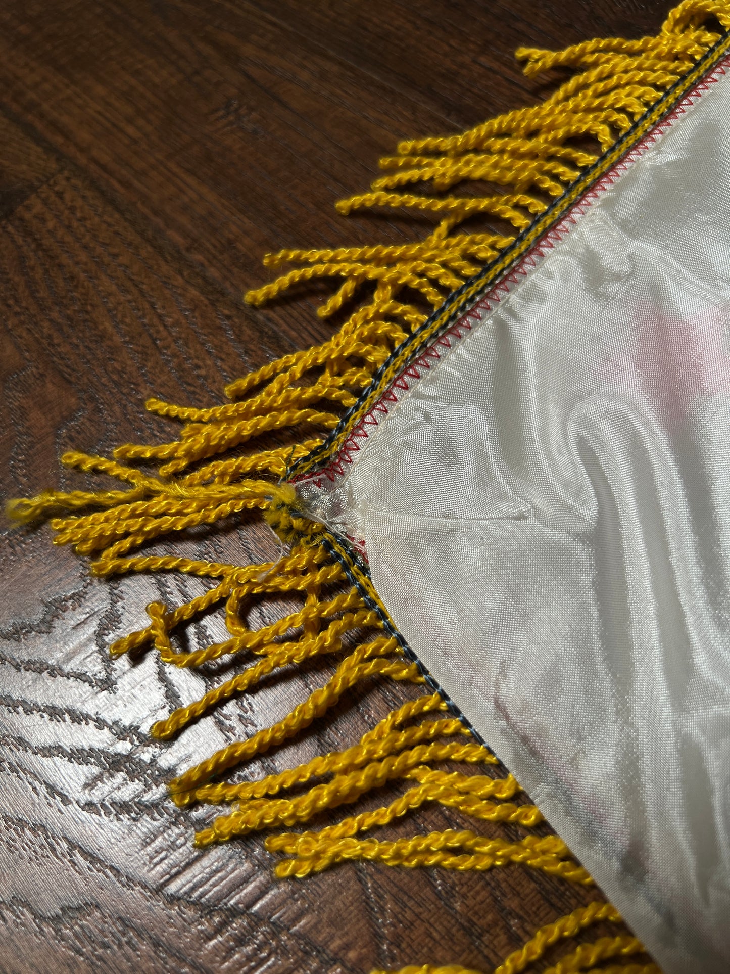 Vintage WWII Satin USMC Pillow Cover — Parris Island Mother Souvenir with Fringe