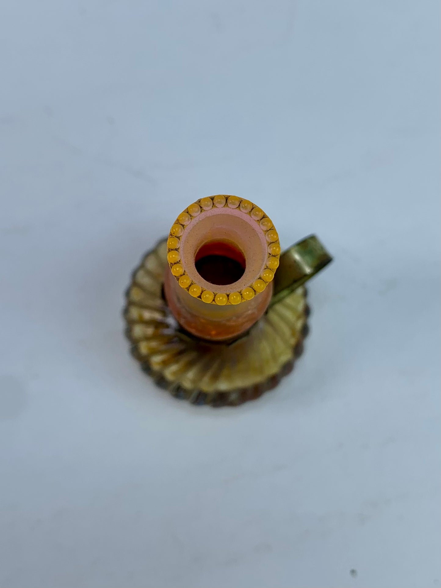 Vintage Perfume Bottle - Miniature Oil Lamp - Amber Glass - 2 1/2"