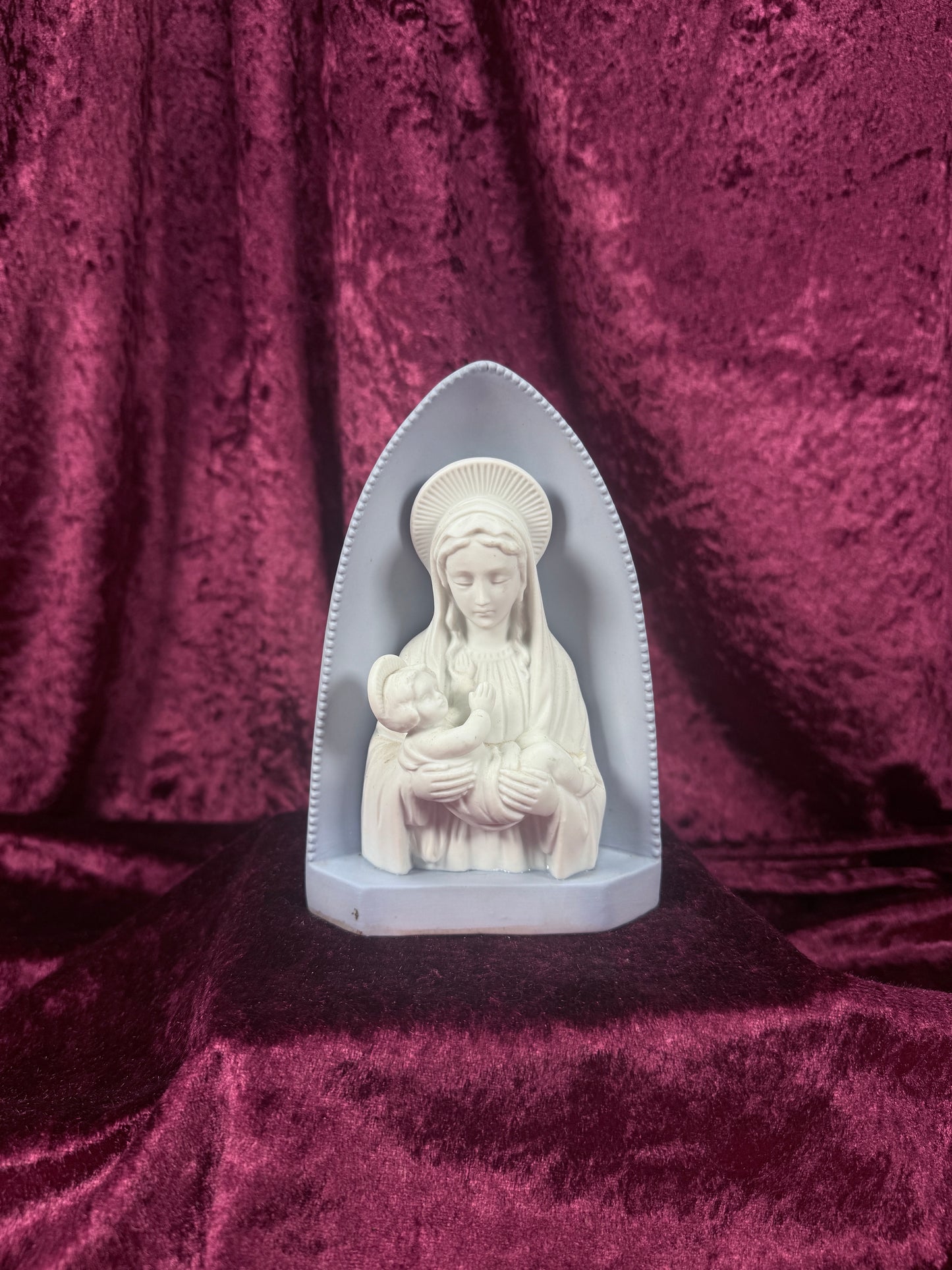 Vintage Bisque Porcelain Madonna and Child Planter Votive - BR Japan