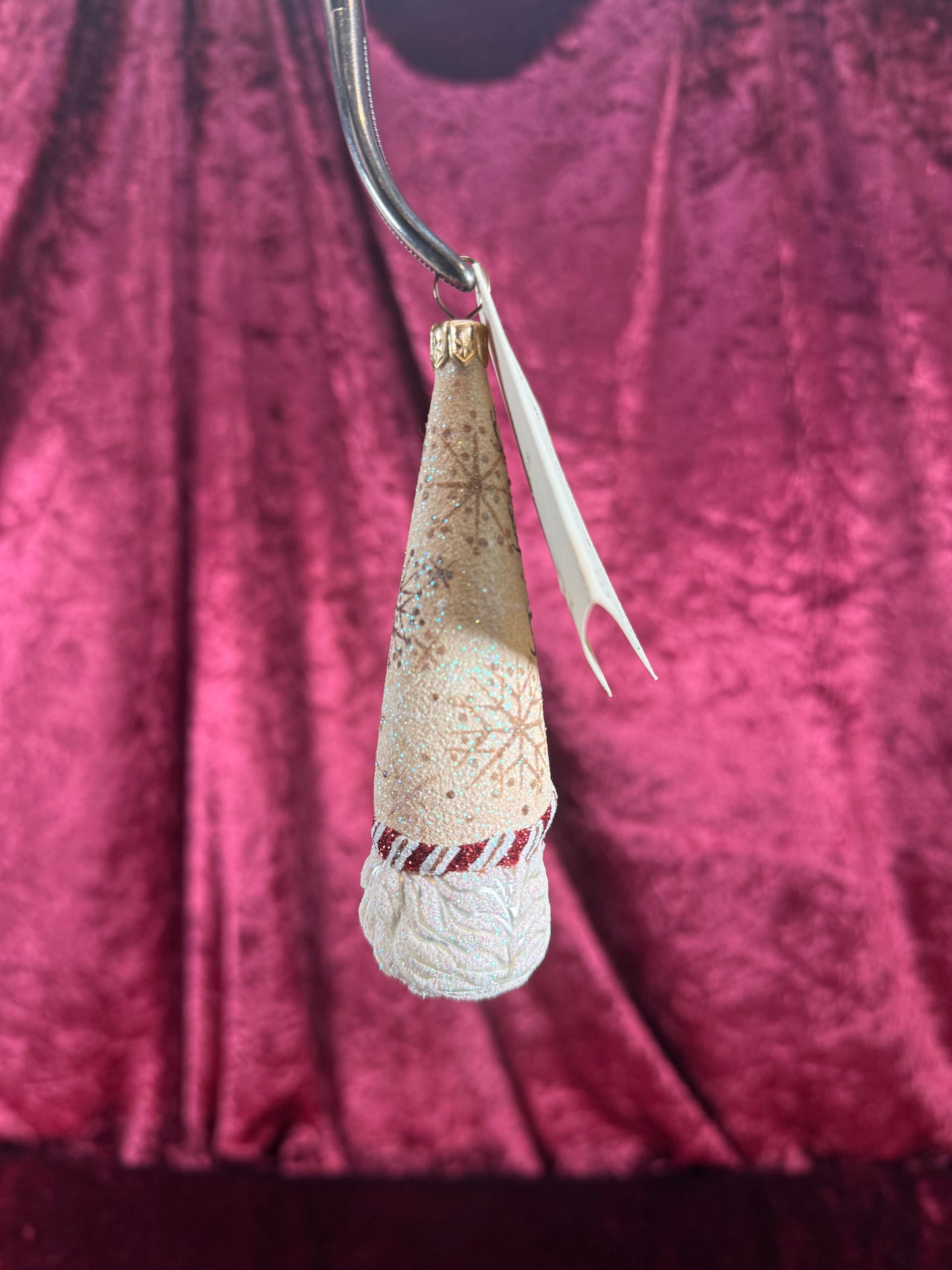 Vintage Christmas - Handblown Glass Ornament - Winter Sage Bejeweled Reindeer Santa - Patricia Breen - Poland - 2006