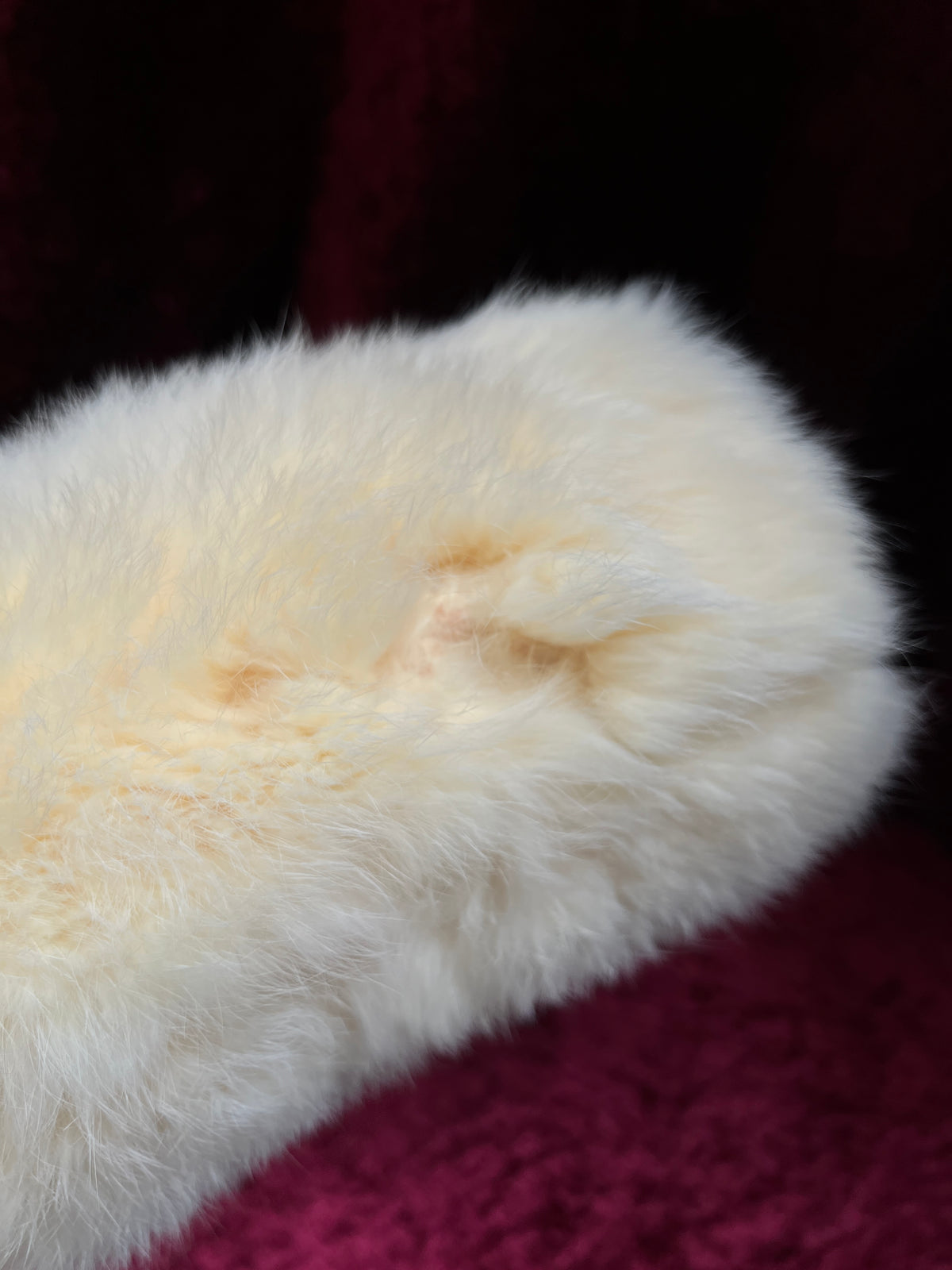 Vintage Real Rabbit Fur Hand Muff - Ivory Plush Hand Warmer with Shoulder Strap