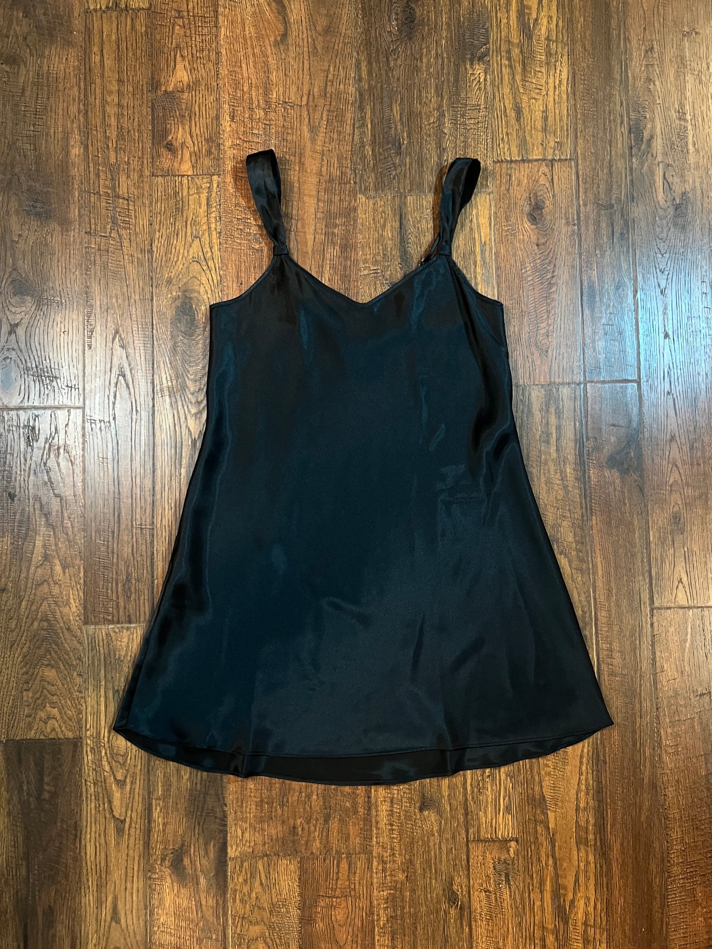 Vintage Clothing - LA Intimates Black Satin Slip Dress - Size Medium