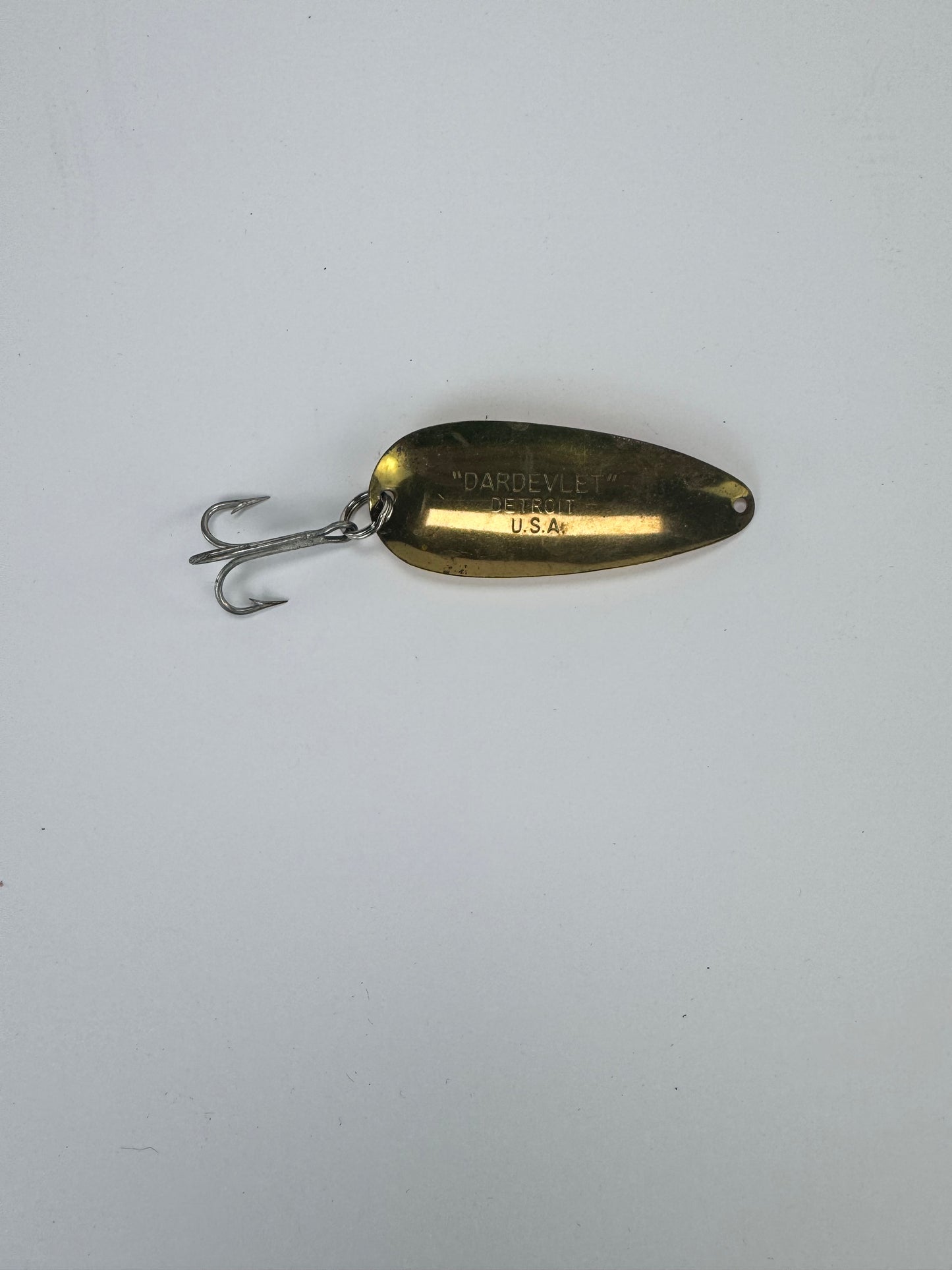 Vintage Dardevle Yellow and Red Fishing Lure Spinner