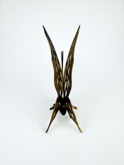 Vintage Standing Brass Butterfly Statue - Made In Japan