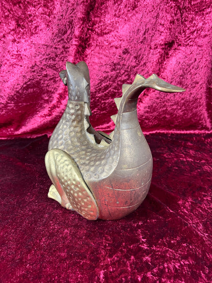 Vintage Brass Decor - Heavy Wood Stove Humidifier - Aged Brass Dragon - 1982 Gates General Corporation