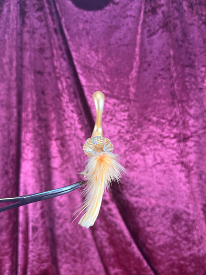 Vintage Christmas - Handblown Glass Clip On Ornament - Gold Swan with Feather Tail
