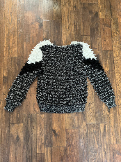 Vintage Clothing - Shag Knit Sweater - Black and White - Large - Answers by Riddles Inc.