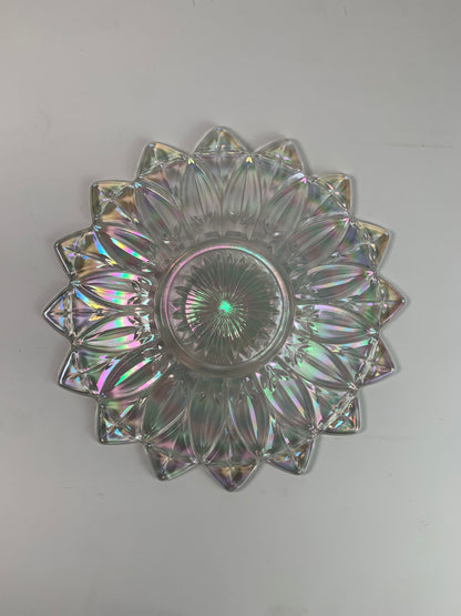 Vintage Serving Plate - Iridescent Carnival Glass - Petal Pattern - 1960s Federal Glass