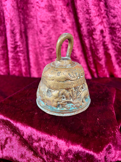 Vintage Religio - Antique Brass Sanctuary Bell - Raised Relief of The Twelve Apostles