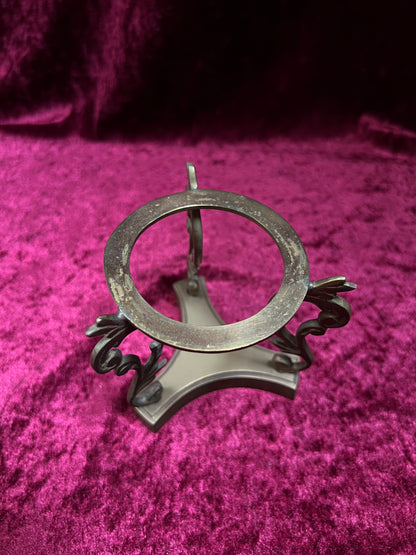 Vintage Cut Crystal Candle Holder - Rose Globe on Ornate Brass Pedestal Stand