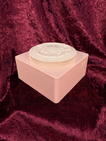 Vintage Vanity - Pink Plastic Powder Box – Art Nouveau Lady Reclining Lid - Evyan