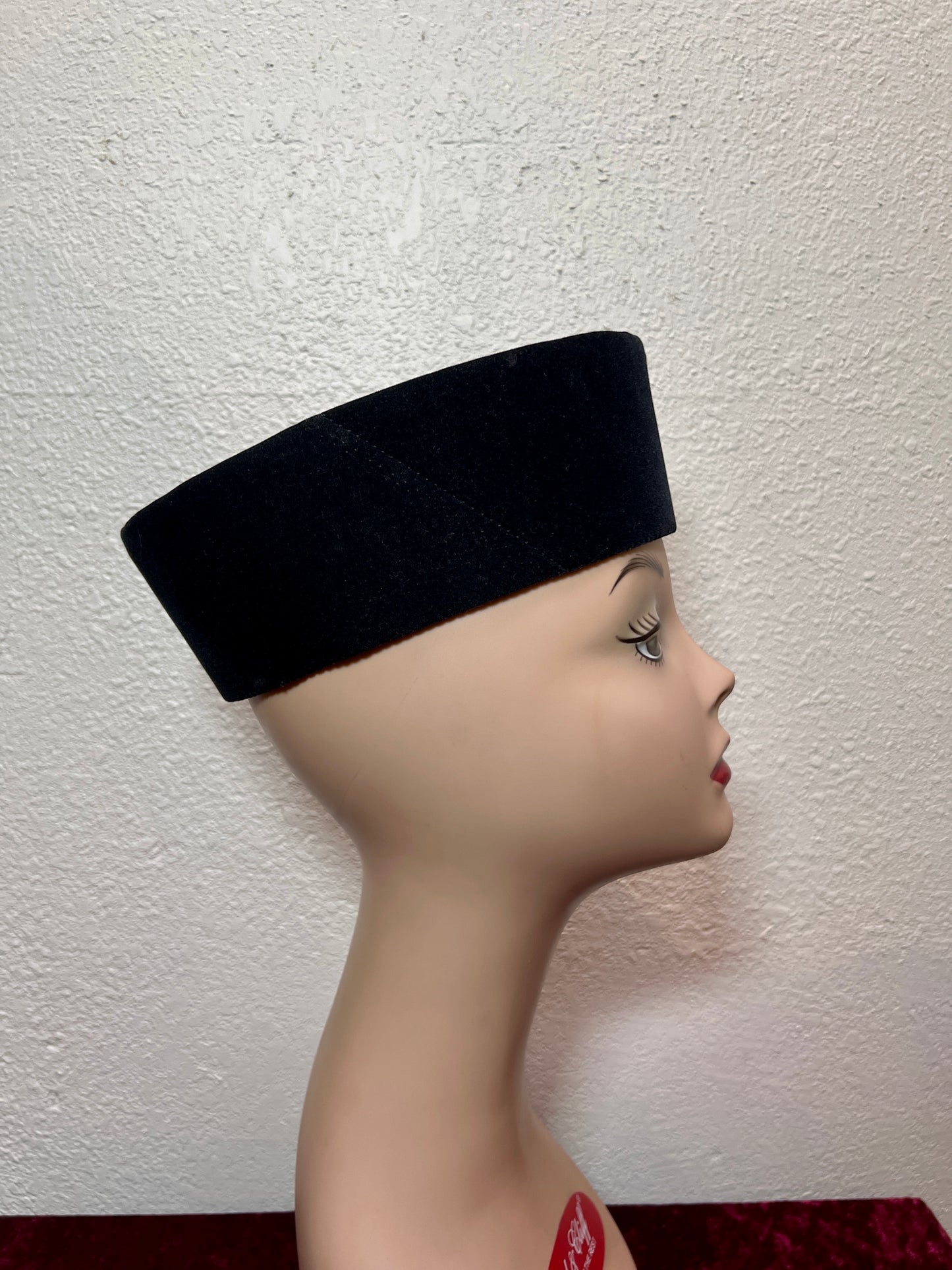 Vintage Accessories - Taqiyah / Kufi Hat - Black Short Pile Lyon Velvet - 22 1/2"