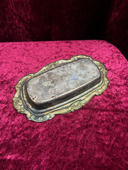 Vintage Silverplate Butter Dish - Ornate Rococo Design with Glass Liner