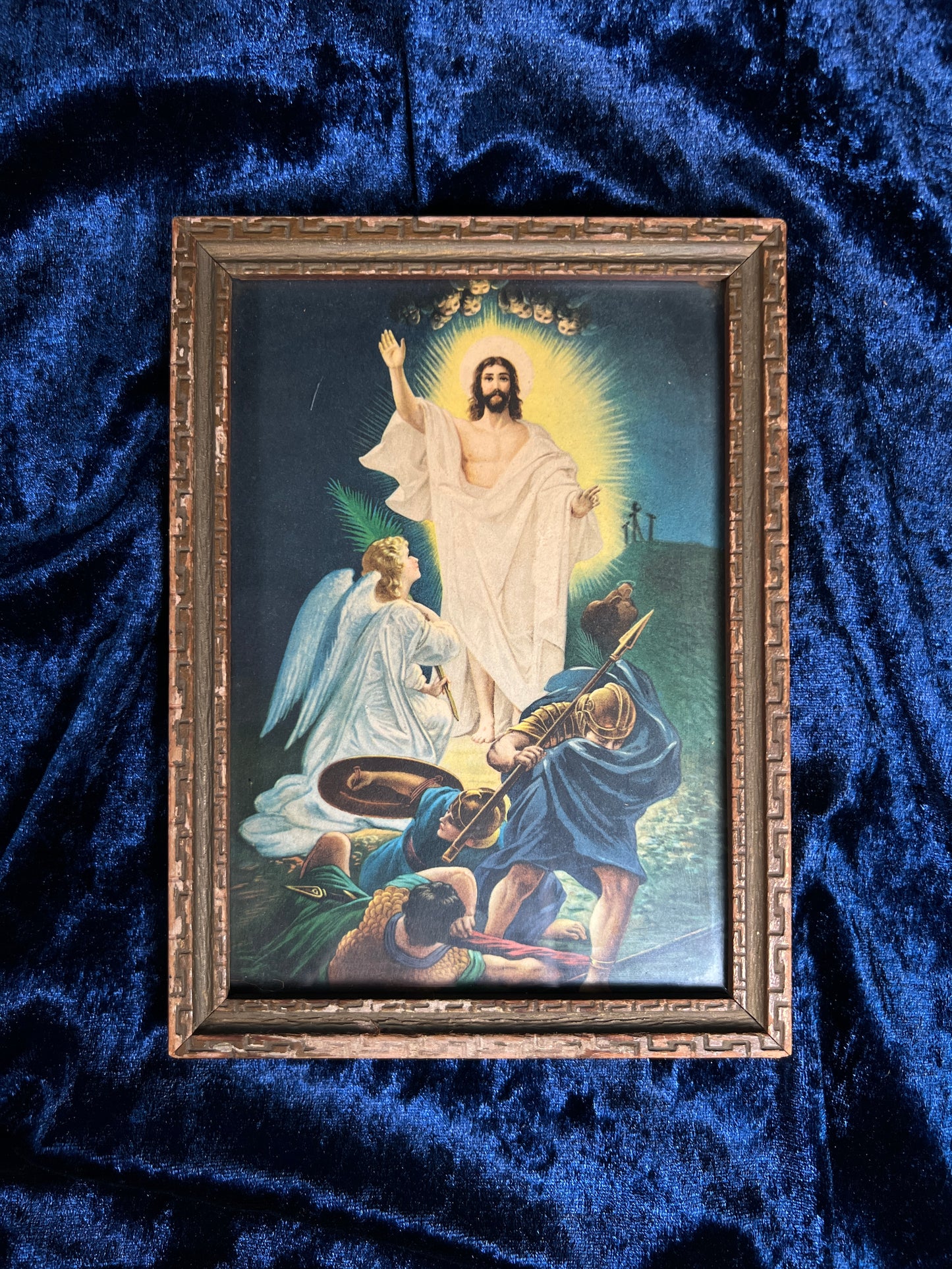 Vintage Religious Framed Print – Resurrection of Jesus Christ Lithograph