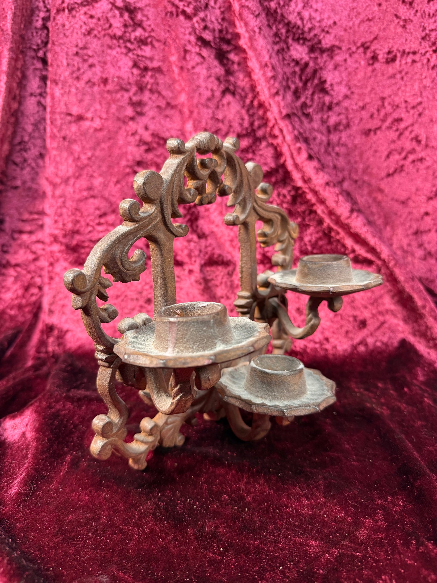 Antique Decor - Cast Iron 3 Candle Sconce - Gothic Style Fixture