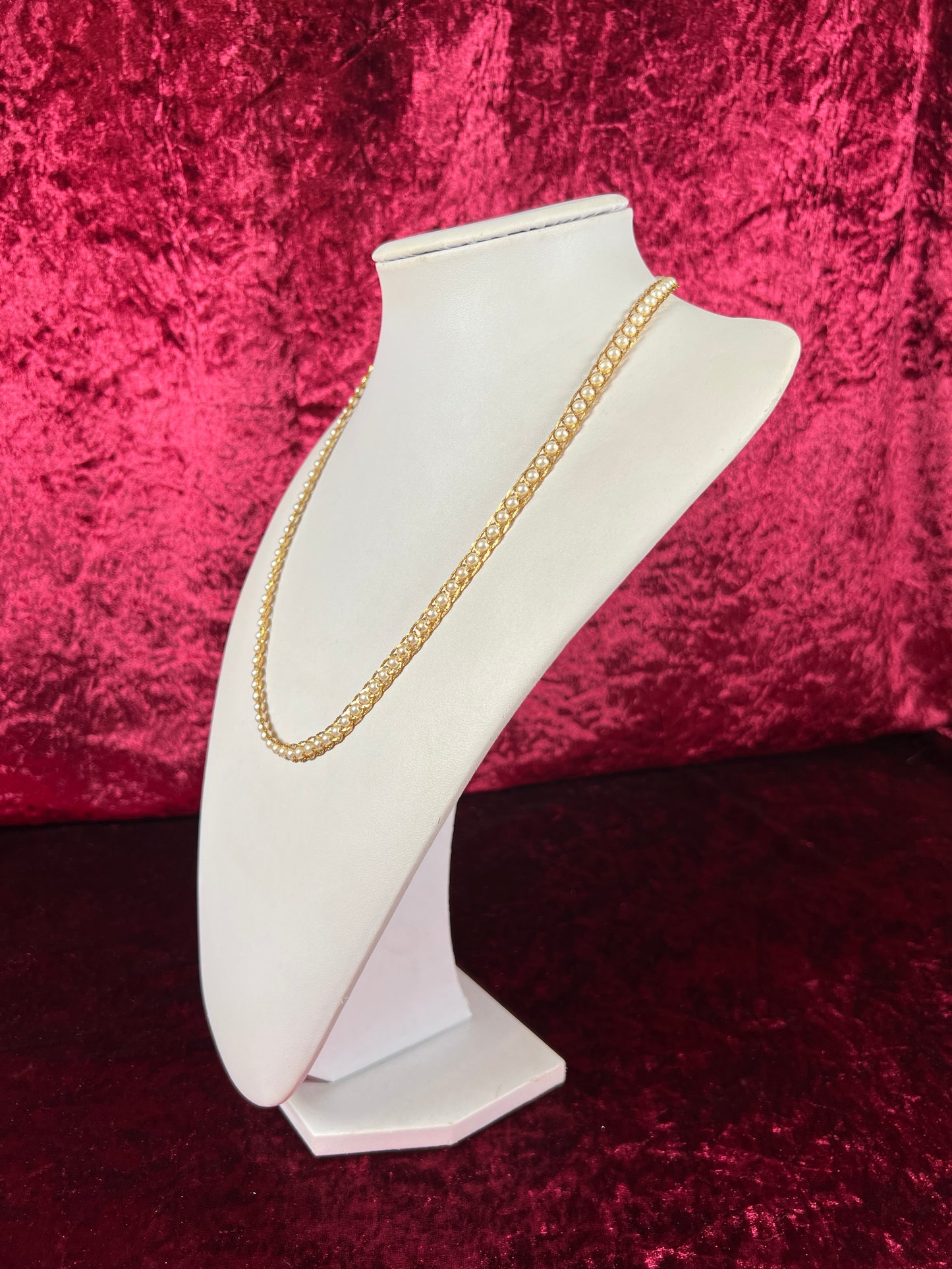 Vintage Jewelry - Necklace - Gold Tone - Braided Pearls - Napier