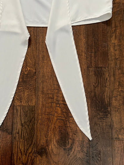 Vintage White Tie Front Shrug Crop Top - Collared Short Sleeve Bolero