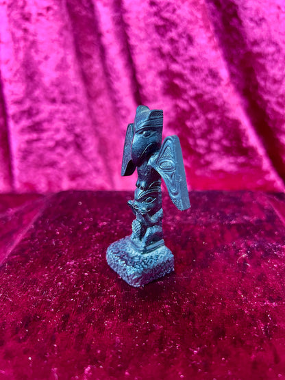 Vintage Figurine - Miniature Totem - Black Thunderbird - 2.75"