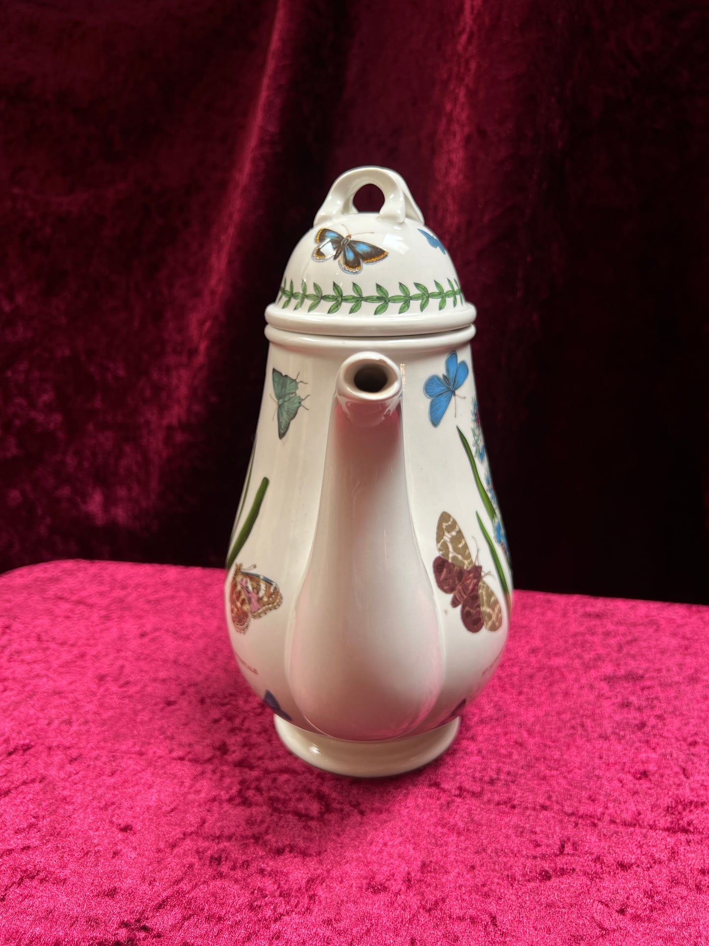 Vintage Ceramic Coffee Pot - Botanic Garden Hyacinth Butterfly Portmeirion