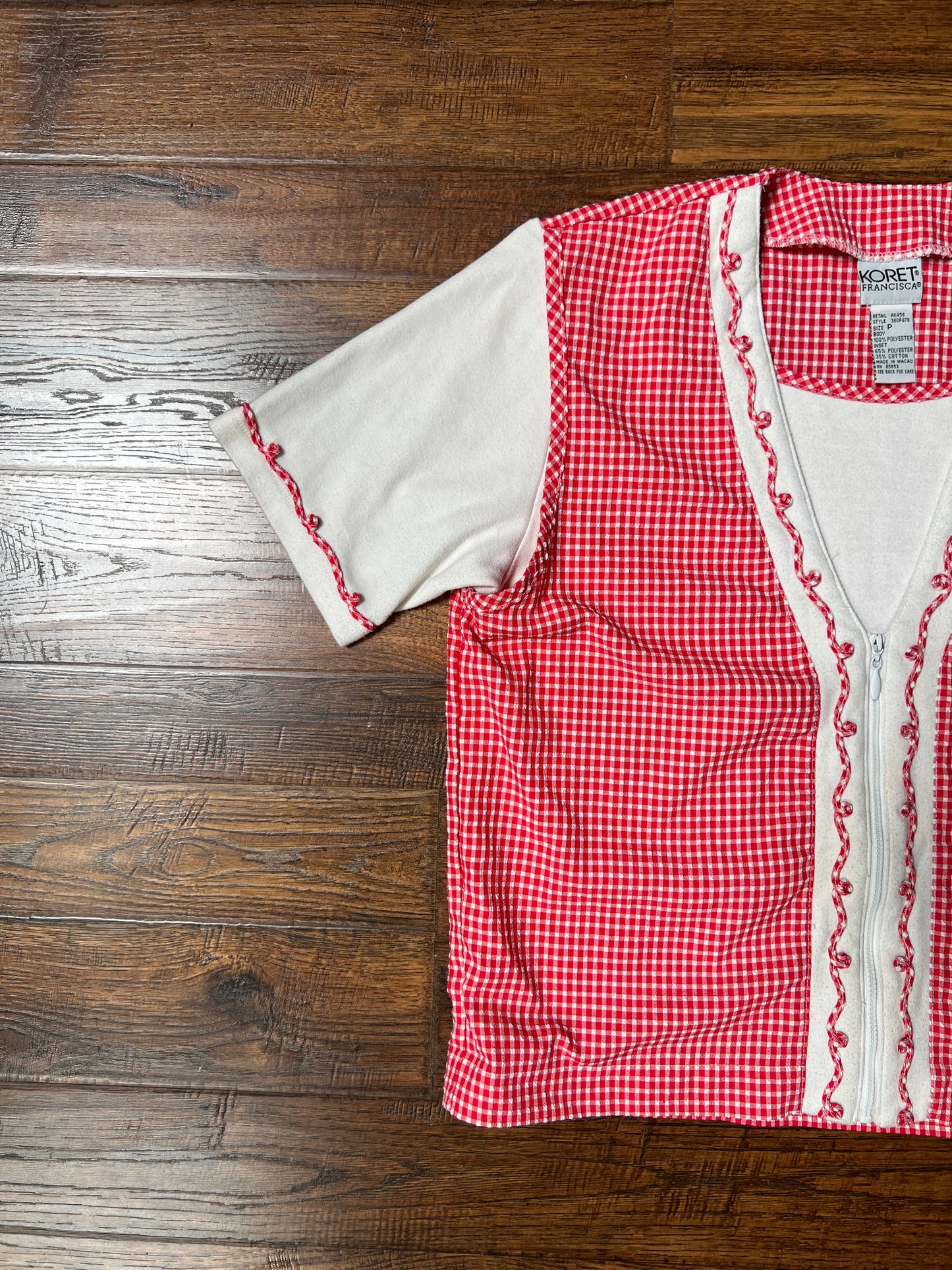 Vintage Clothing - T-Shirt Vest - Red Gingham - Koret Francisca - Medium