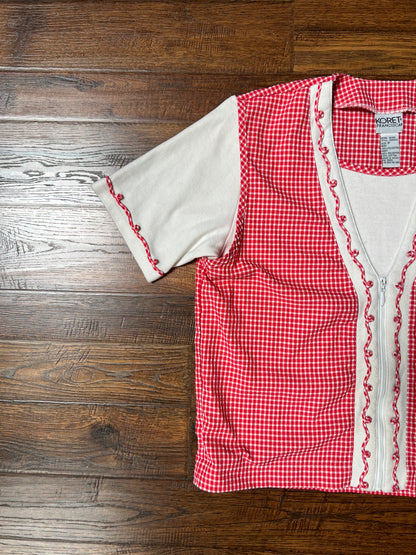 Vintage Clothing - T-Shirt Vest - Red Gingham - Koret Francisca - Medium