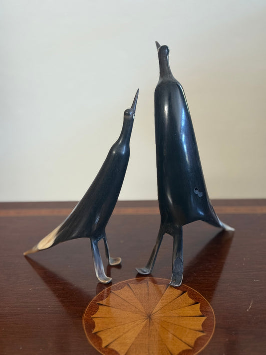 Vintage Decor - Mid Century Carved Horn Birds - Pair