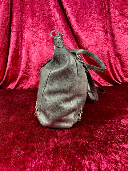 Vintage Accessories - Purse - Black Pebble Leather with Silver Hardware - Purple Lining - Coach