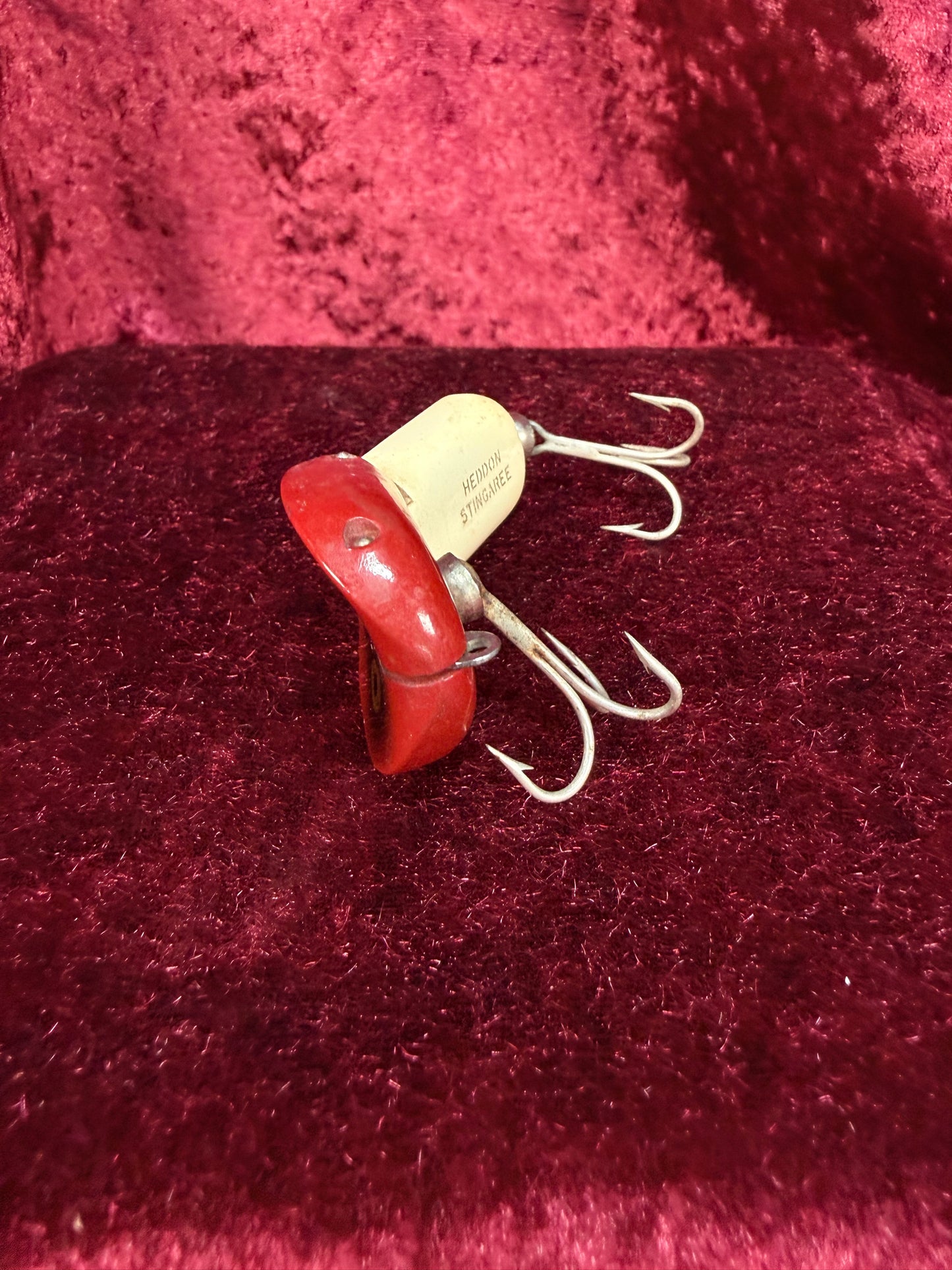 Vintage Wood Fishing Lure – Heddon Tiny Stingaree Red Head Pattern