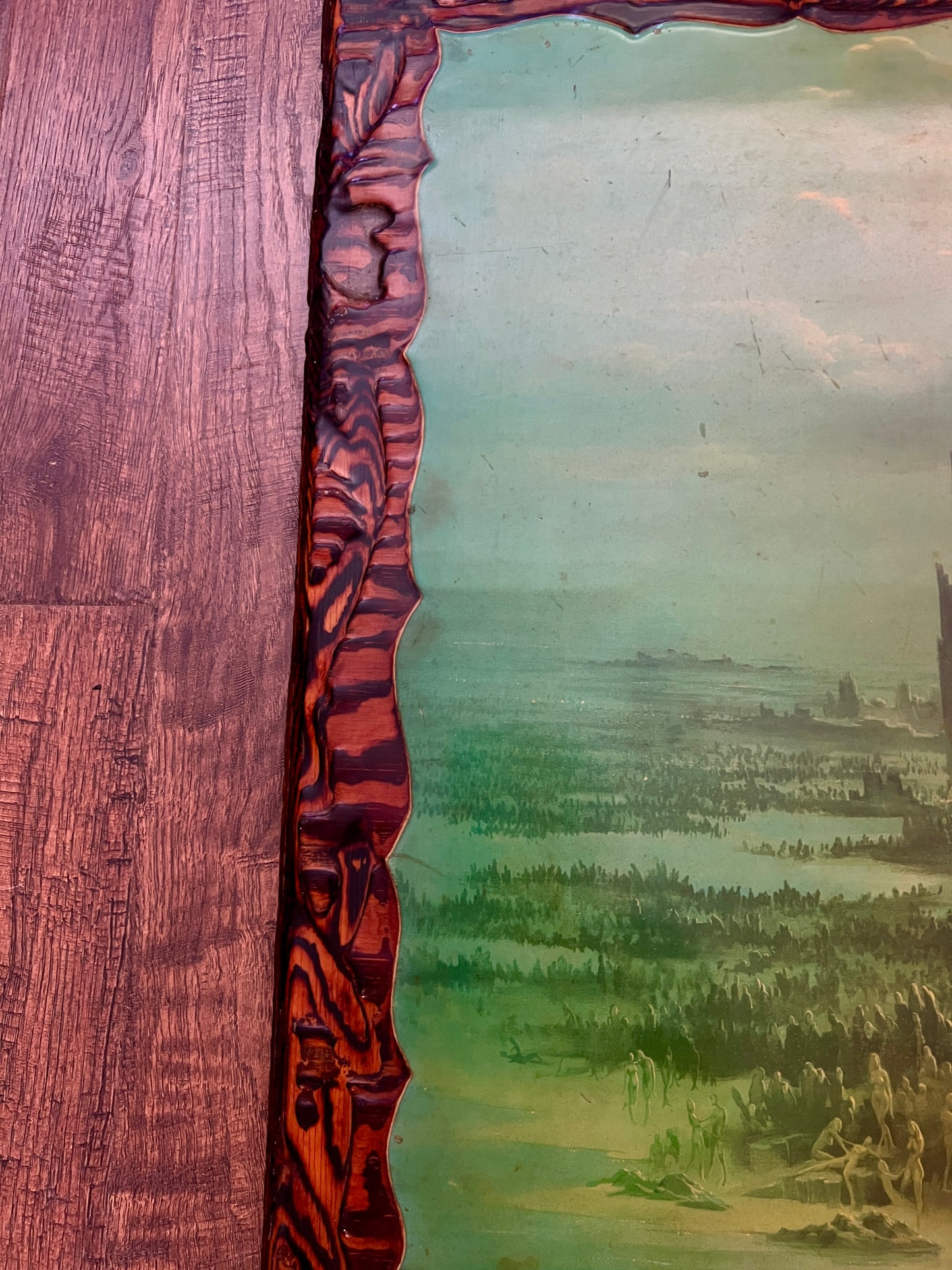 Vintage 1970s Lacquered Wood Wall Art – "Overpopulation" by John Pitre