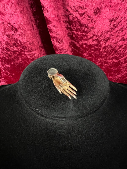 Vintage 1940s Gold Tone Clip On Earrings - CORO Bejeweled Hand Figural Jewelry