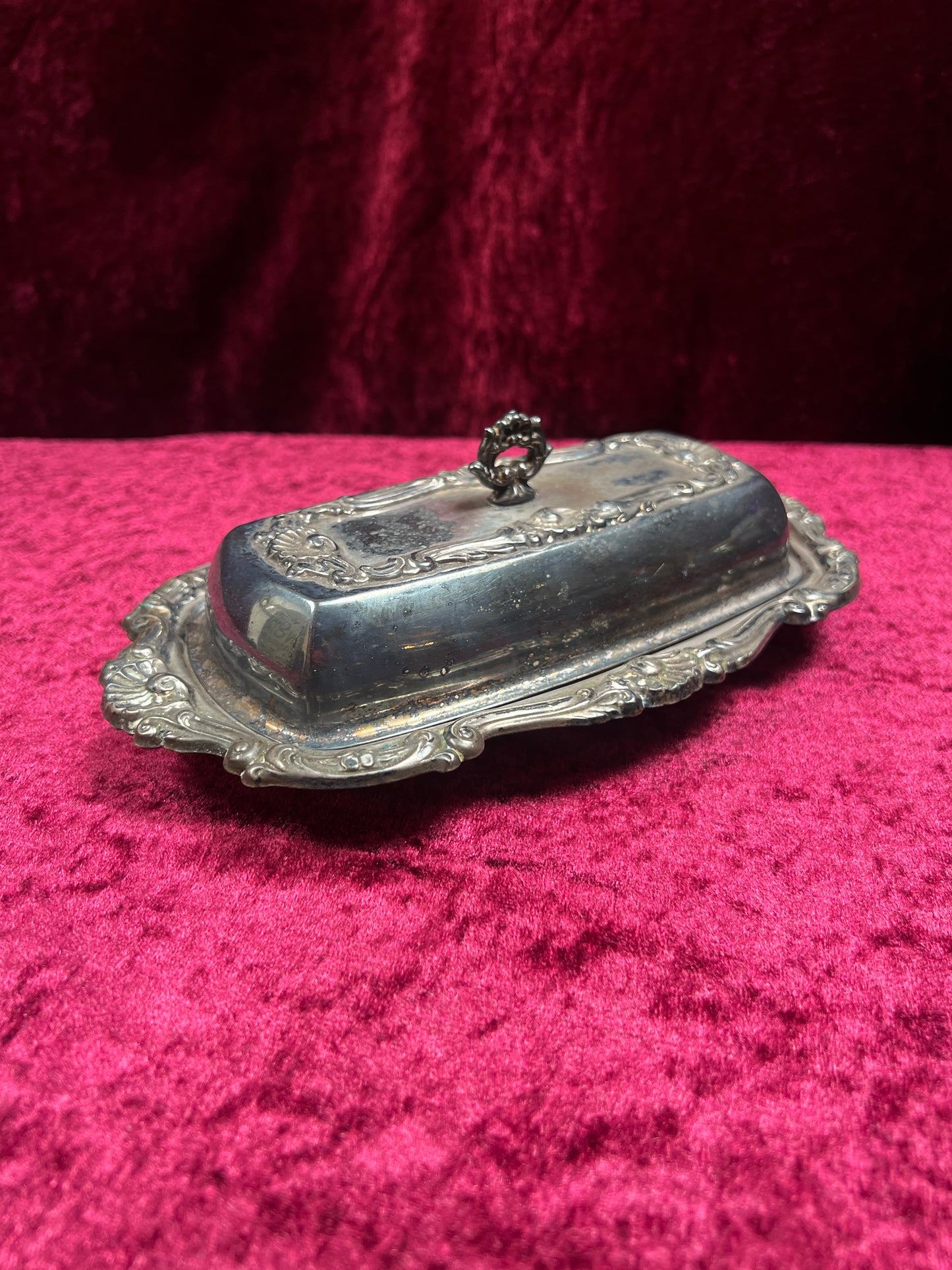 Vintage Silverplate Butter Dish - Ornate Rococo Design with Glass Liner