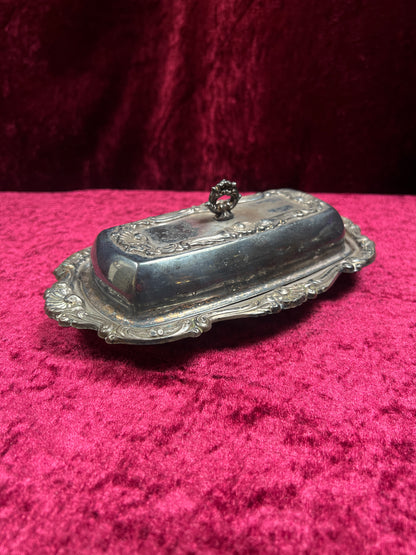 Vintage Silverplate Butter Dish - Ornate Rococo Design with Glass Liner