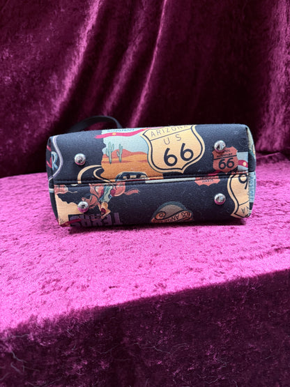 Vintage Y2K Route 66 Shoulder Bag – Rhinestone Road Trip Print