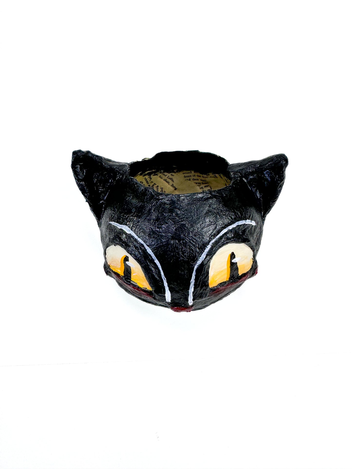 Vintage Inspired Handmade Paper Mache Lantern - Black Cat