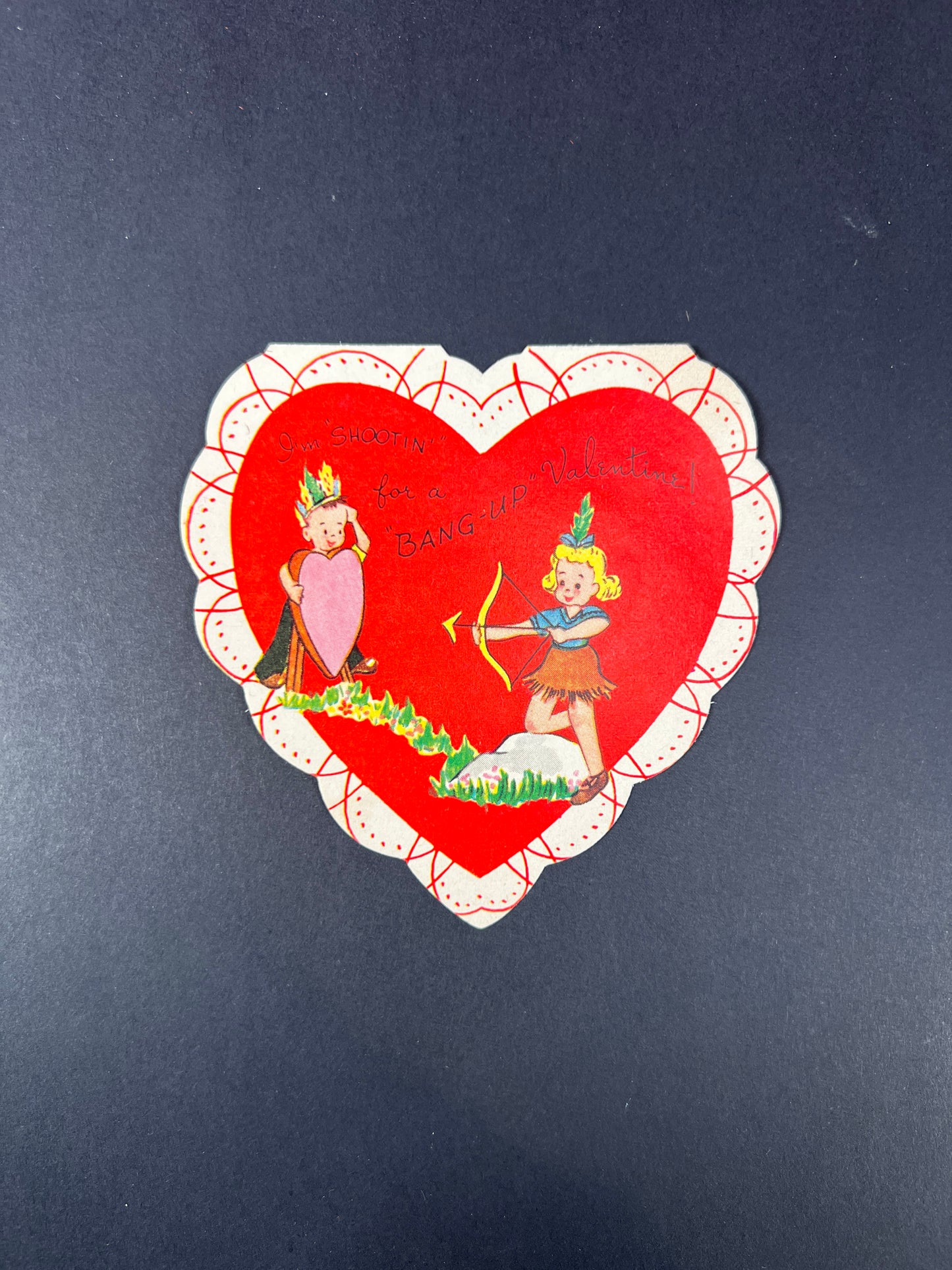 Vintage Ephemera - Valentine’s Day Card - Shootin’ For A Bang-Up Valentine - A-Meri-Card