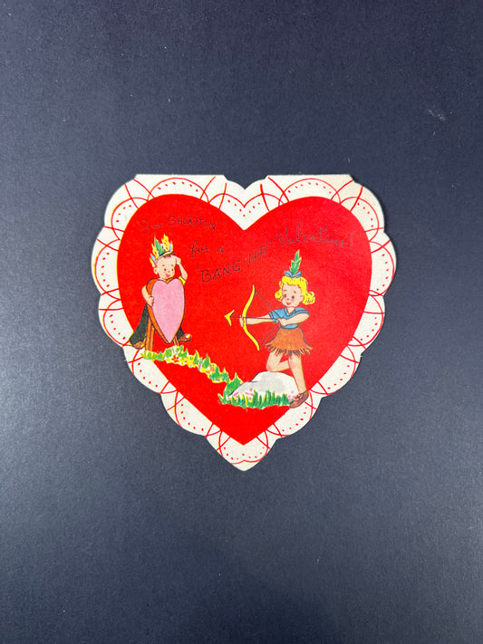 Vintage Ephemera - Valentine’s Day Card - Shootin’ For A Bang-Up Valentine - A-Meri-Card