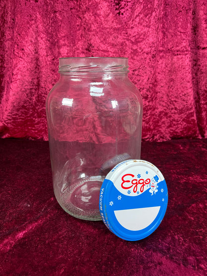 Vintage Glass Kitchen Storage Jar – Eggo Advertising Lid Mid Century Canister