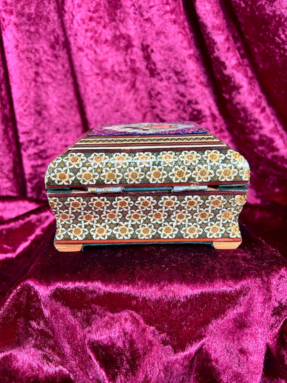 Vintage Vanity - Jewelry Box - Persian Khatam Blue Bird