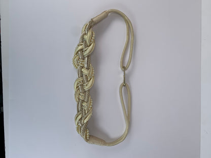 Vintage Waist Belt - Braided Cream Rope & Pearls