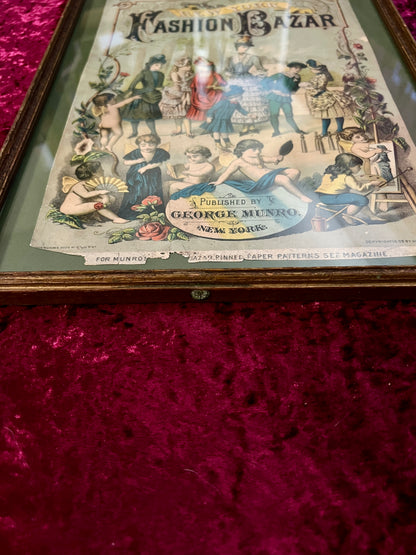 Vintage Framed Magazine Cover - 1885 New York Fashion Bazar George Munro