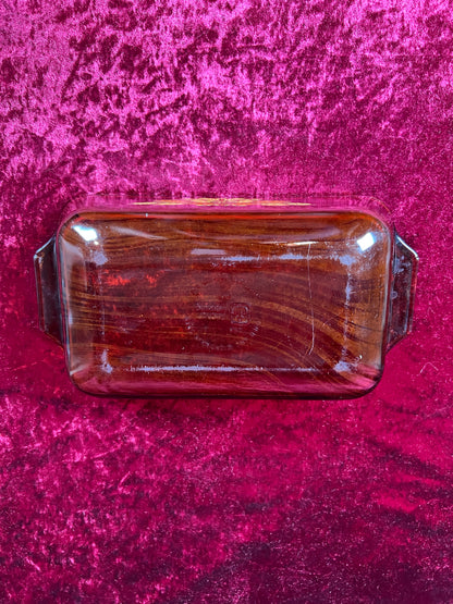 Vintage Kitchen - Casserole Pan - Harvest Pattern - Brown Glass - Anchor Hocking