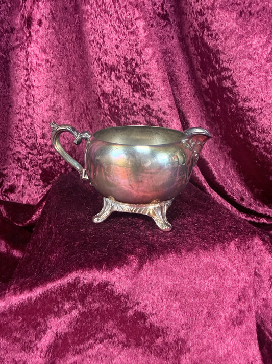 Vintage Silverplate Creamer – Apple Shaped Footed Pitcher