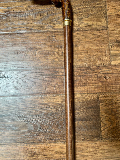 Vintage Wood Walking Cane – Hand Carved Snake Head Handle Antique Style