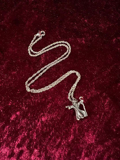 Vintage Silver Tone Wizard Pendant - Renaissance Fantasy Figure Necklace