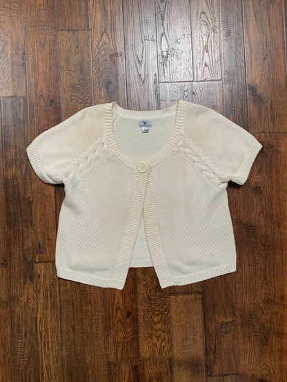 Vintage Clothing - Short Sleeve Knit Cardigan - Cream - Worthington - Large