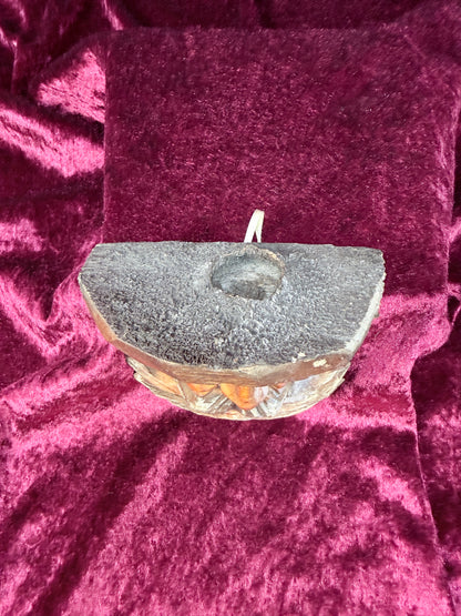 Vintage Carved Wood Taper Candle Holder – Bearded Woodsman Folk Art