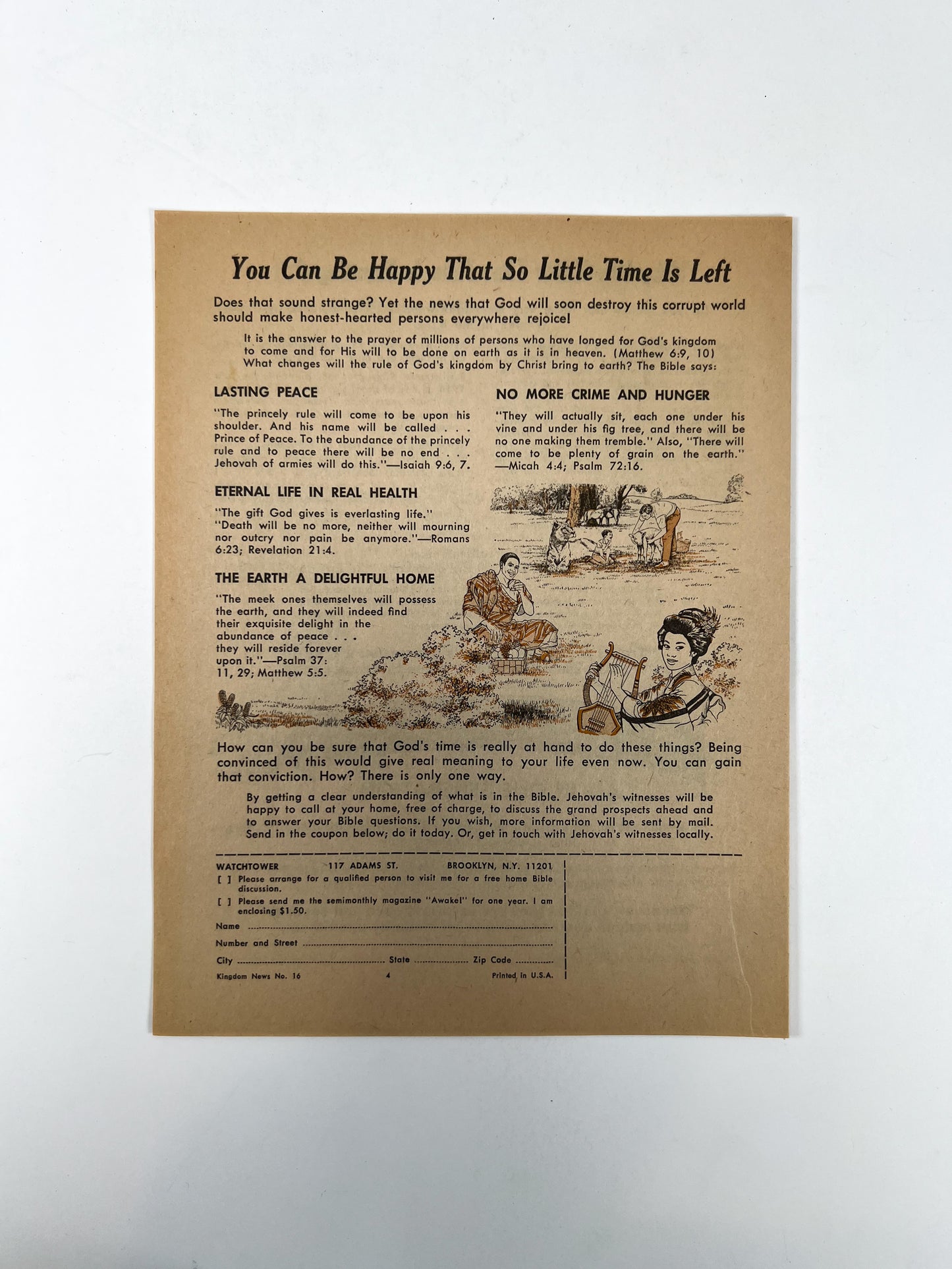 Vintage Ephemera - Religious Pamphlet - Is Time Running Out For Mankind?