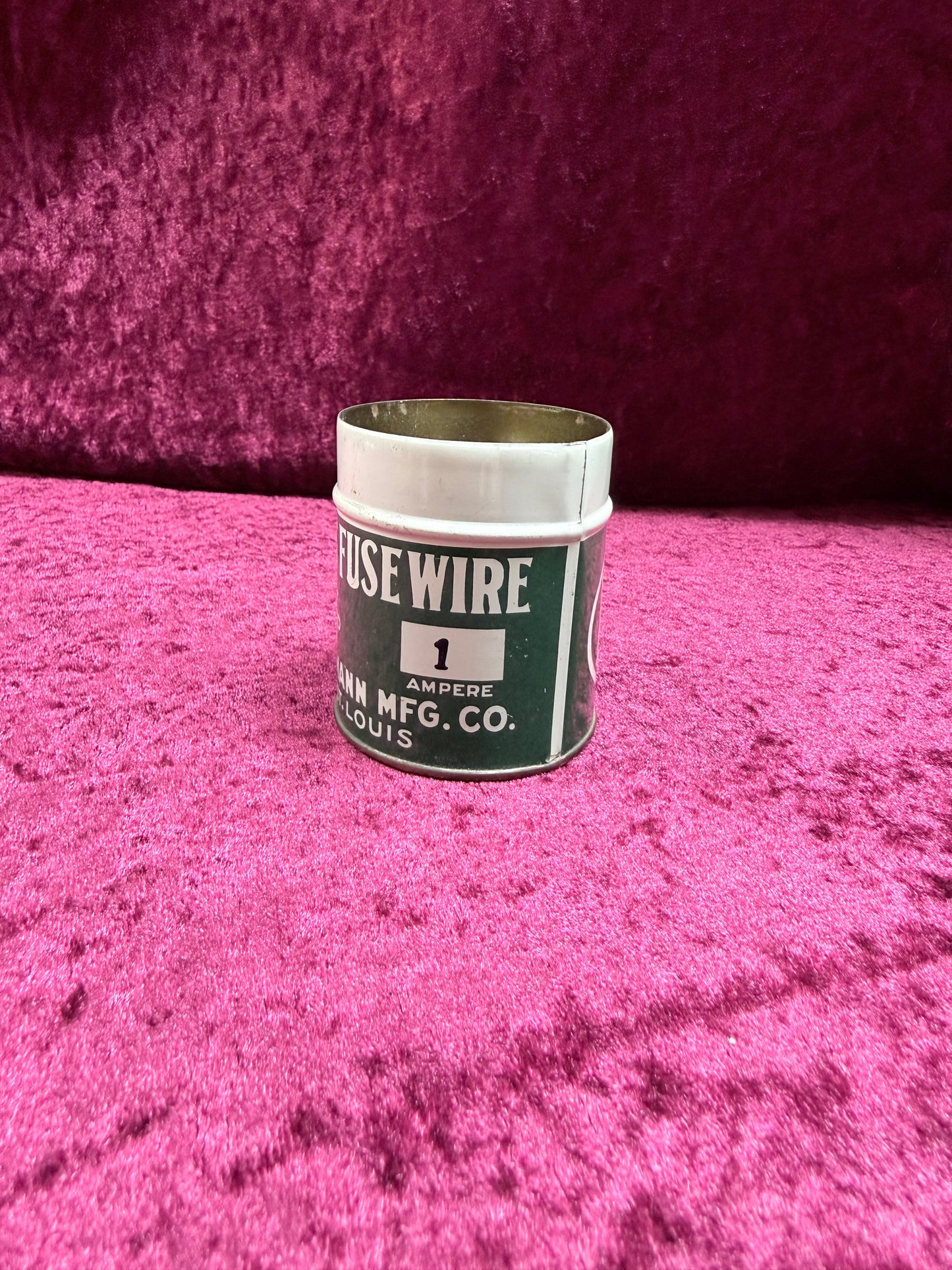 Vintage Bussmann Metal Fuse Wire Tin - 1 Amp Buss Fuses Advertising Can
