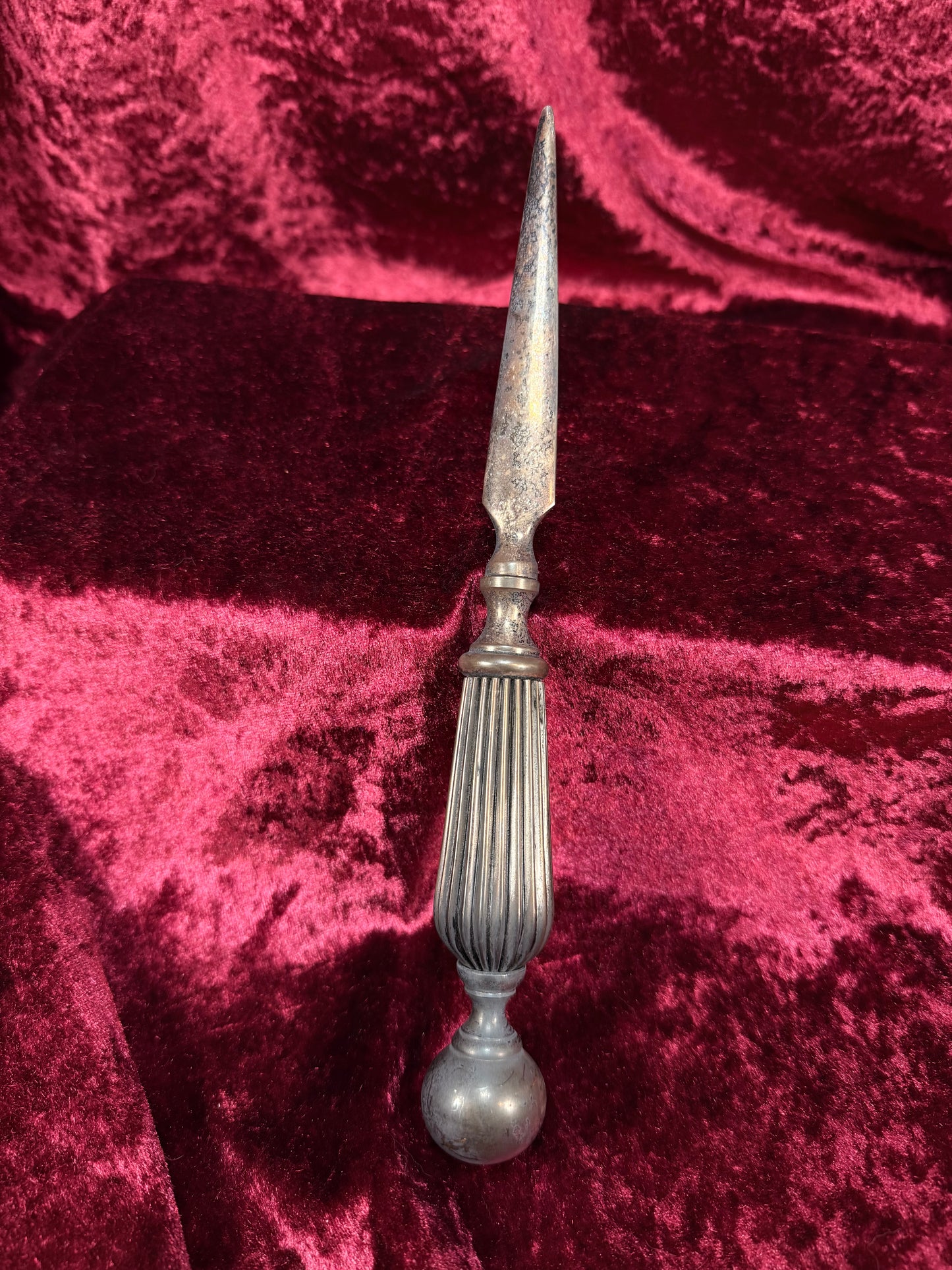 Vintage Metal Letter Opener – Fluted Handle Tapered Blade