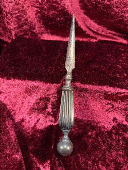 Vintage Metal Letter Opener – Fluted Handle Tapered Blade